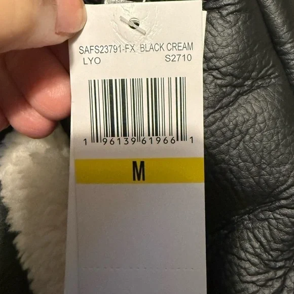 Sanctuary Black Cream Faux Sherpa Trimmed Vegan Leather Vest Medium - Picture 10 of 14